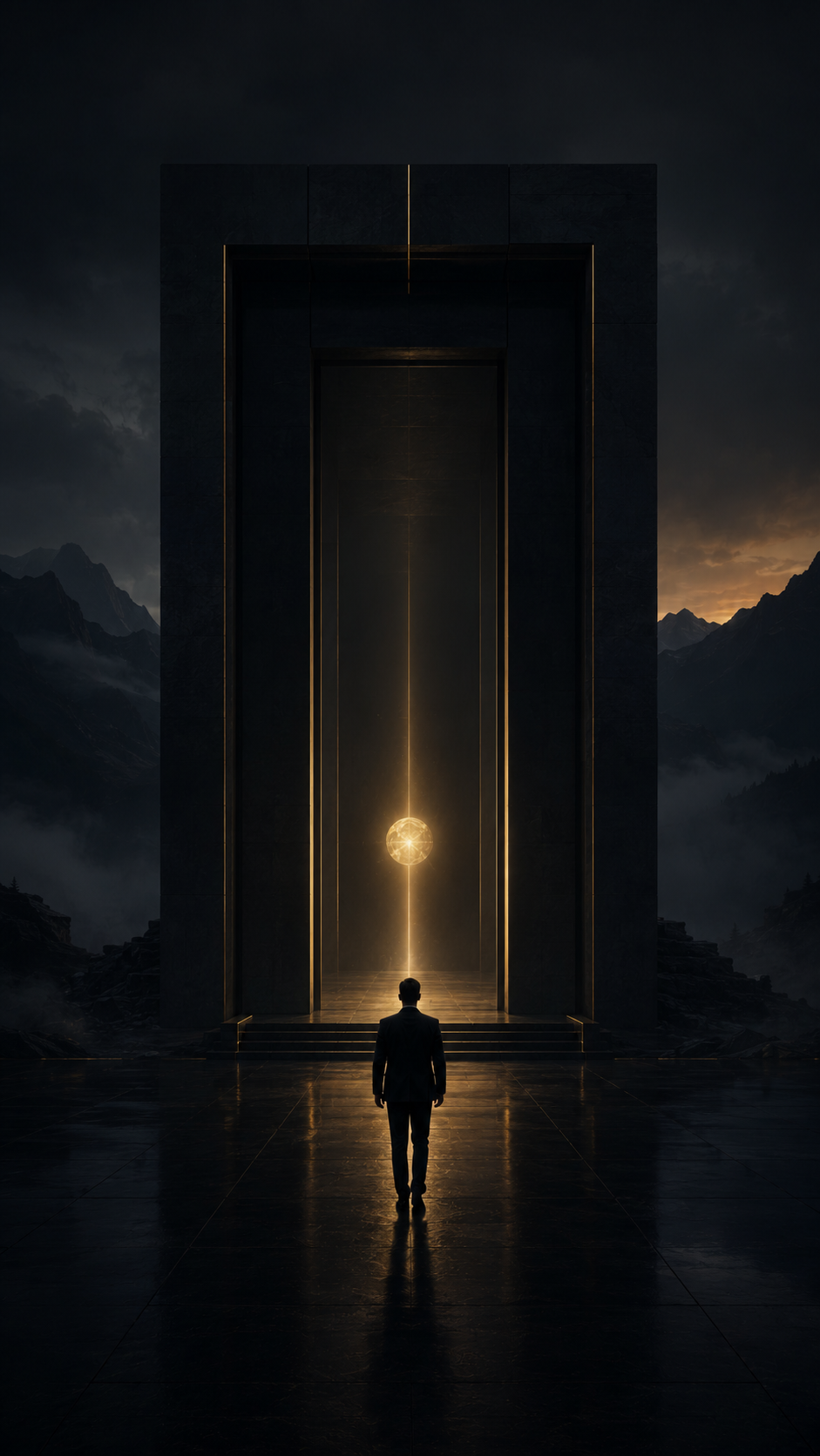 The Monolith Gate · the orb at the threshold